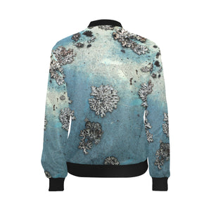 Patches of Moss All Over Print Bomber Jacket for Women (Model H36)