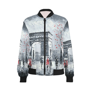 Paris Arc De Triomphe All Over Print Bomber Jacket for Women (Model H36)