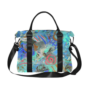 Graffiti Abstract Aqua Large Capacity Duffle Bag (Model 1715)