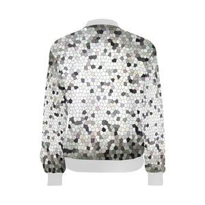 Crackle Mosaic All Over Print Bomber Jacket for Women (Model H36)