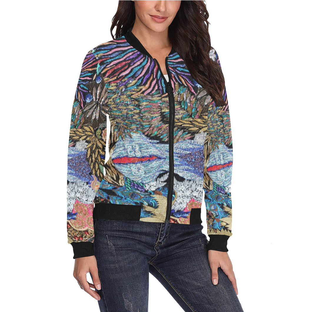 Pleasantly Paisley All Over Print Bomber Jacket for Women (Model H36)