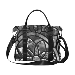 Stained Glass Black and White Large Capacity Duffle Bag (Model 1715)