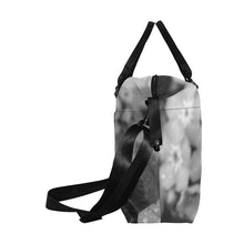 Load image into Gallery viewer, Forget Me Not Flower Black and White Large Capacity Duffle Bag (Model 1715)
