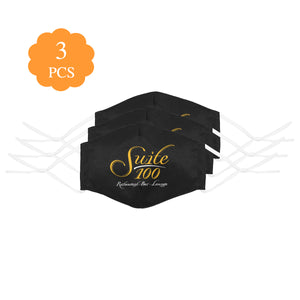 suite100black 3D Mouth Mask with Drawstring (Pack of 3) (Model M04)