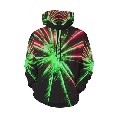 Fireworks Star Green All Over Print Hoodie for Women (USA Size) (Model H13)