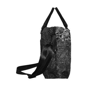 Dark Paisley Black and White Large Capacity Duffle Bag (Model 1715)