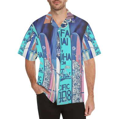 Surfboards Blue Hawaiian Shirt (Model T58)
