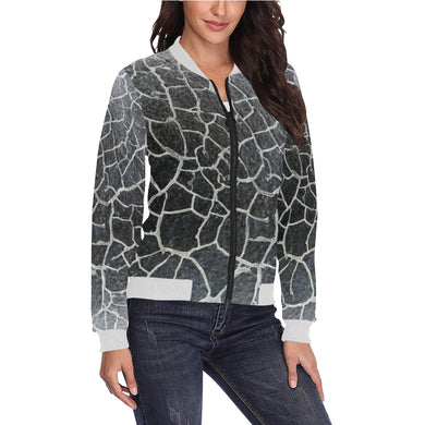 Crackle Negative All Over Print Bomber Jacket for Women (Model H36)
