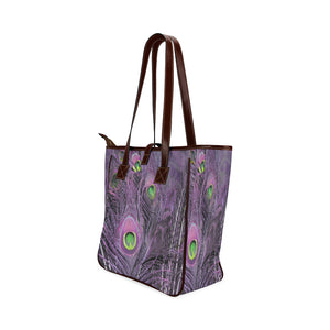 Peacock Feathers Purple Classic Tote Bag (Model 1644)