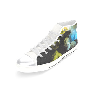 Jellyfish Yellow and Blue Women's Classic High Top Canvas Shoes (Model 017)