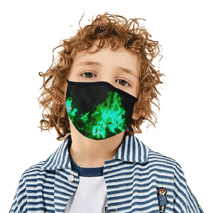 Feathery Flames Green Mouth Mask in One Piece (2 Filters Included) (Model M02)