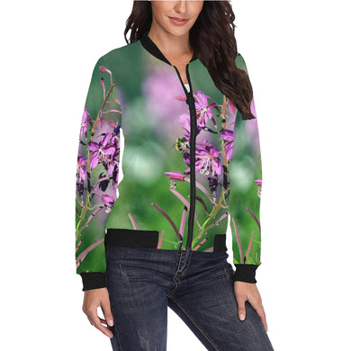 Fireweed Flower All Over Print Bomber Jacket for Women (Model H36)