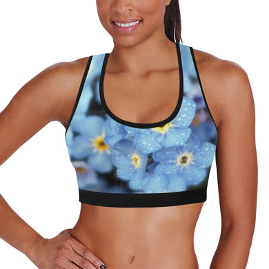 Forget Me Not Flower Women's All Over Print Sports Bra (Model T52)