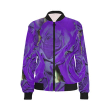 Load image into Gallery viewer, Rose Bouquet Flower Purple All Over Print Bomber Jacket for Women (Model H36)