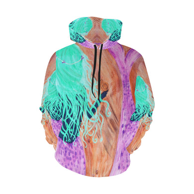 Mermaid MMZ Pink All Over Print Hoodie for Women (USA Size) (Model H13)