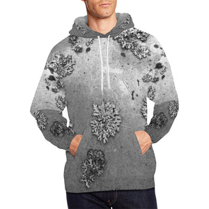 Patches of Moss Black and White All Over Print Hoodie for Men/Large Size (USA Size) (Model H13)