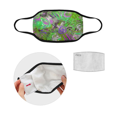 Graffiti Abstract Green Mouth Mask in One Piece (2 Filters Included) (Model M02)