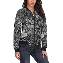 Load image into Gallery viewer, Holiday Paisley Black and White All Over Print Bomber Jacket for Women (Model H36)