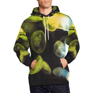 Jellyfish Yellow and Blue All Over Print Hoodie for Men/Large Size (USA Size) (Model H13)