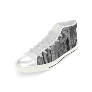 Surfboards Black and White Men’s Classic High Top Canvas Shoes (Model 017)