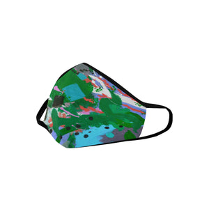 Abstract Squares Blue Mouth Mask in One Piece (2 Filters Included) (Model M02)