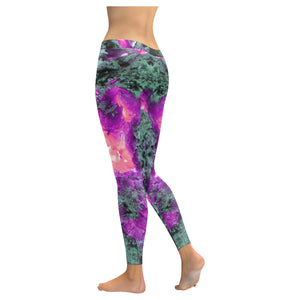 Molten Flames Magenta Low Rise Leggings (Invisible Stitch) (Model L05)