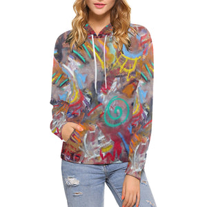 Graffiti Abstract All Over Print Hoodie for Women (USA Size) (Model H13)