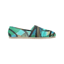 Load image into Gallery viewer, Abstract Circles Black and Teal Unisex Classic Canvas Slip-On (Model 1206)