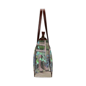 Blooming Boots Flower Blue Classic Tote Bag (Model 1644)