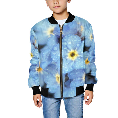 Forget Me Not Flower Kids' All Over Print Bomber Jacket (Model H40)