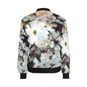Arkansas Dogwood Flower All Over Print Bomber Jacket for Women (Model H36)
