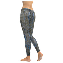 Load image into Gallery viewer, Marbled Abstract Blue Low Rise Leggings (Invisible Stitch) (Model L05)