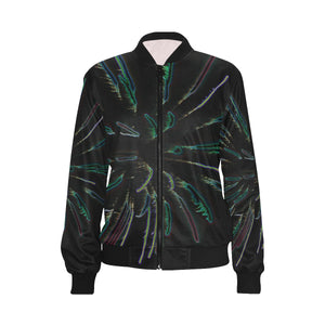 Fireworks Burst Glowing All Over Print Bomber Jacket for Women (Model H36)