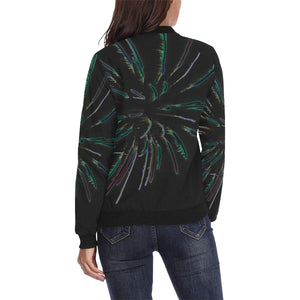 Fireworks Burst Glowing All Over Print Bomber Jacket for Women (Model H36)