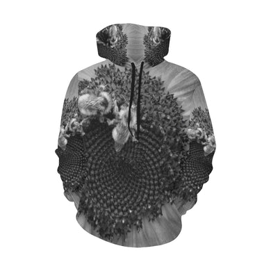 Busy Bee Sunflower Black and White All Over Print Hoodie for Women (USA Size) (Model H13)