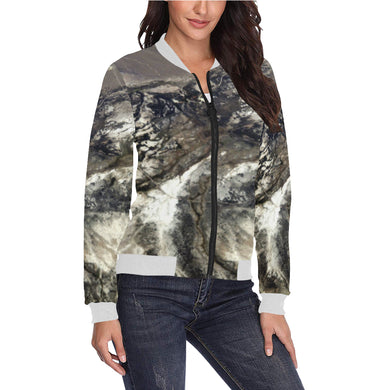 Aerial Ground All Over Print Bomber Jacket for Women (Model H36)