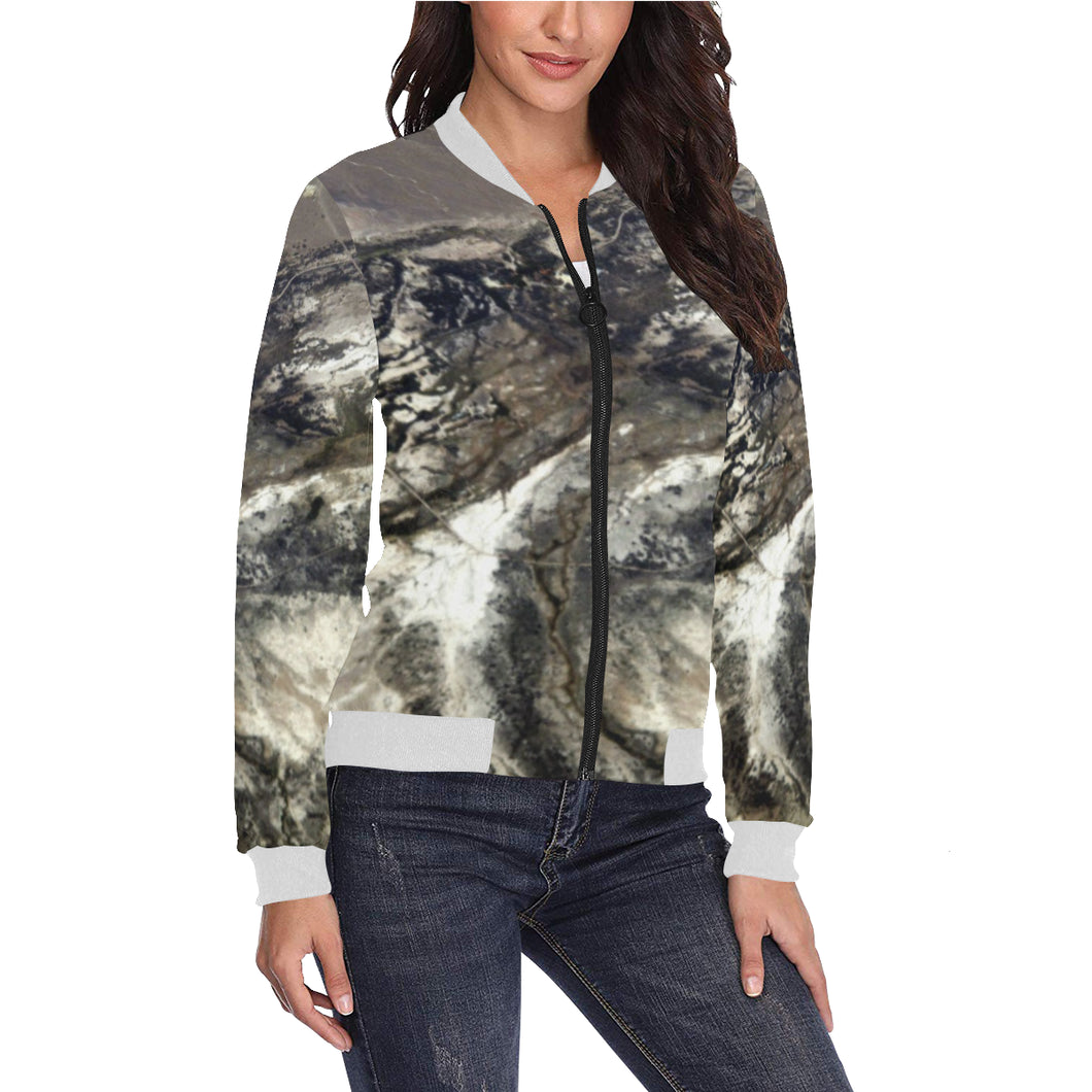 Aerial Ground All Over Print Bomber Jacket for Women (Model H36)