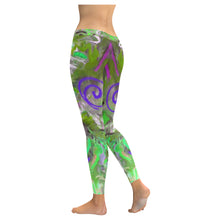 Load image into Gallery viewer, Graffiti Abstract Green Low Rise Leggings (Invisible Stitch) (Model L05)