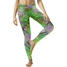 Load image into Gallery viewer, Graffiti Abstract Green Low Rise Leggings (Invisible Stitch) (Model L05)