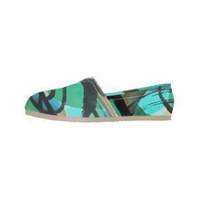 Load image into Gallery viewer, Abstract Circles Black and Teal Unisex Classic Canvas Slip-On (Model 1206)