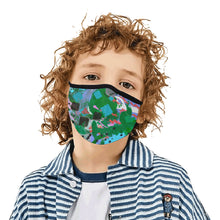 Load image into Gallery viewer, Abstract Squares Blue Mouth Mask in One Piece (2 Filters Included) (Model M02)