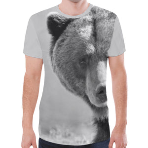 Big Bear Black and White New All Over Print T-shirt for Men (Model T45)