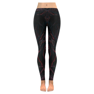Rose Bouquet Flower Glowing Low Rise Leggings (Invisible Stitch) (Model L05)