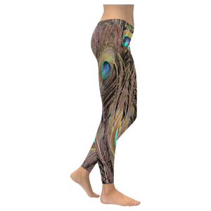 Peacock Feathers Low Rise Leggings (Invisible Stitch) (Model L05)