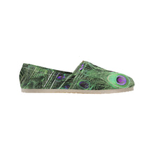 Load image into Gallery viewer, Peacock Feathers Green Unisex Classic Canvas Slip-On (Model 1206)