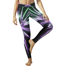 Load image into Gallery viewer, Fireworks Star Purple Low Rise Leggings (Invisible Stitch) (Model L05)