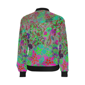 Holiday Paisley Aqua All Over Print Bomber Jacket for Women (Model H36)