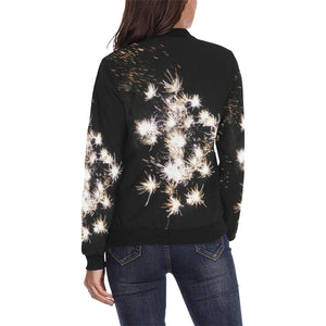 Fireworks Flower All Over Print Bomber Jacket for Women (Model H36)