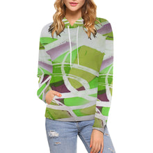 Load image into Gallery viewer, Abstract Circles Green All Over Print Hoodie for Women (USA Size) (Model H13)