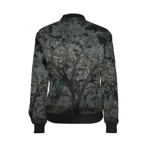 Spooky Tree Glowing All Over Print Bomber Jacket for Women (Model H36)